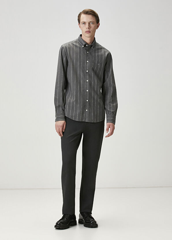 Beymen Club Comfort Fit Gri Çizgi Desenli Gömlek - 2