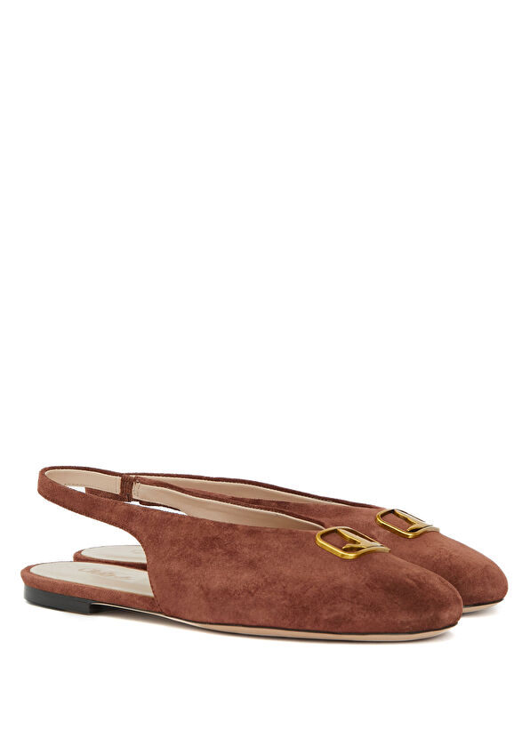 Beymen Club Burgundy Goose Logo Leather Ballet Flats - 2