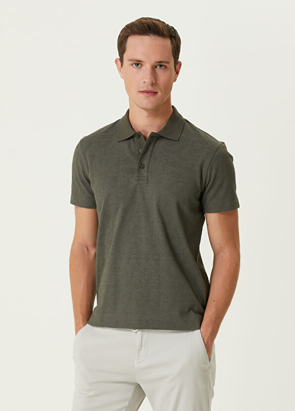 Beymen Club Slim Fit Khaki Camouflage Textured Polo T-shirt - 1