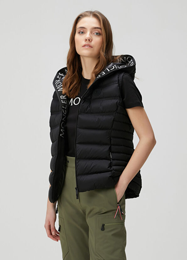 Moncler Aliterse Siyah Kapüşonlu Yelek - 1