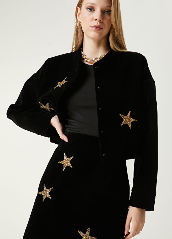 Beymen Club Siyah Yıldız İşlemeli Mini Etek - 2