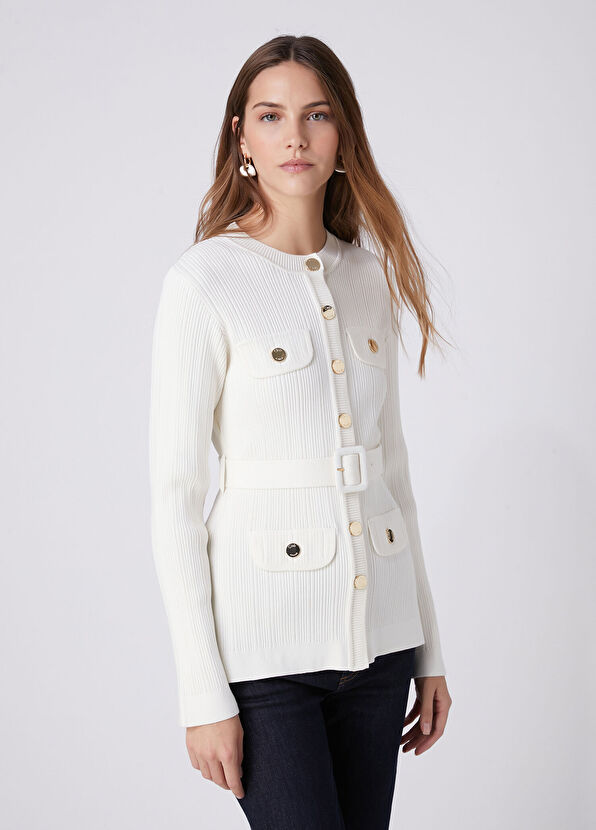 Beymen Club Off-White Knit Jacket - 1