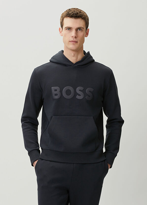 Boss Soody Navy Logo Print Sweatshirt - 1
