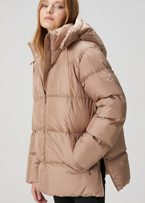 Beymen Club Açık Kahverengi Kapüşonlu Puff Mont - 1