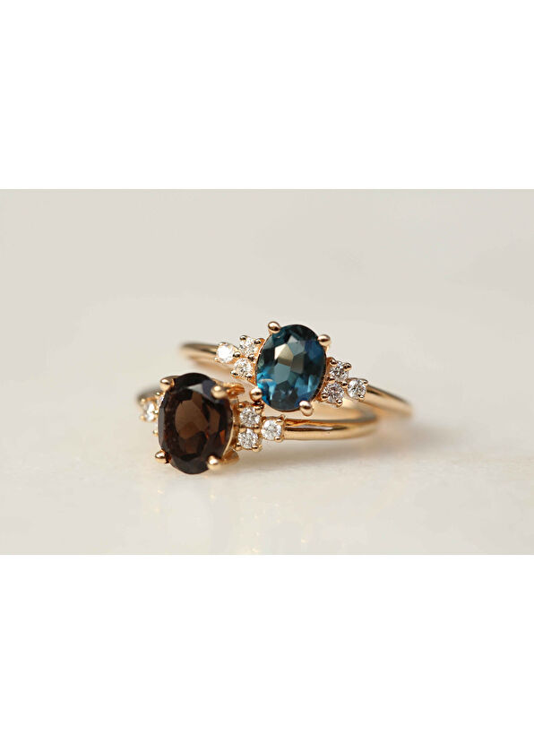 Reis Kuyumculuk Ala Mavisi 14 Ayar Altın Kadın Pırlanta Yüzük - 3