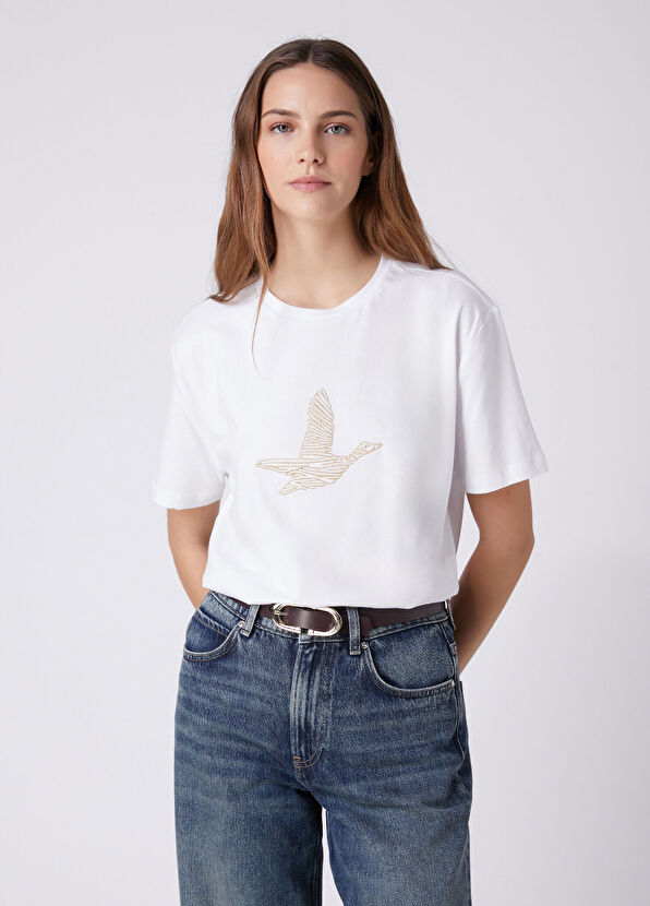 Beymen Club White Gold Logo T-Shirt - 4