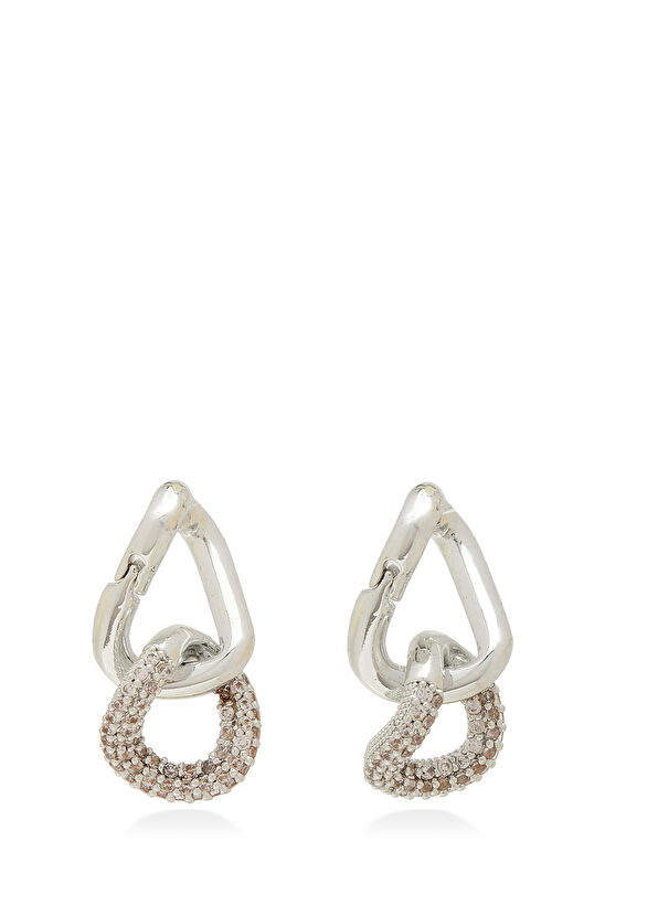 Beymen Club Silver Chain Shaped Women's Zircon Earrings - 1