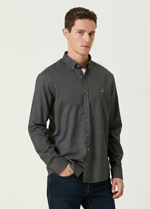 Beymen Club Comfort Fit Antrasit Flannel Gömlek - 1