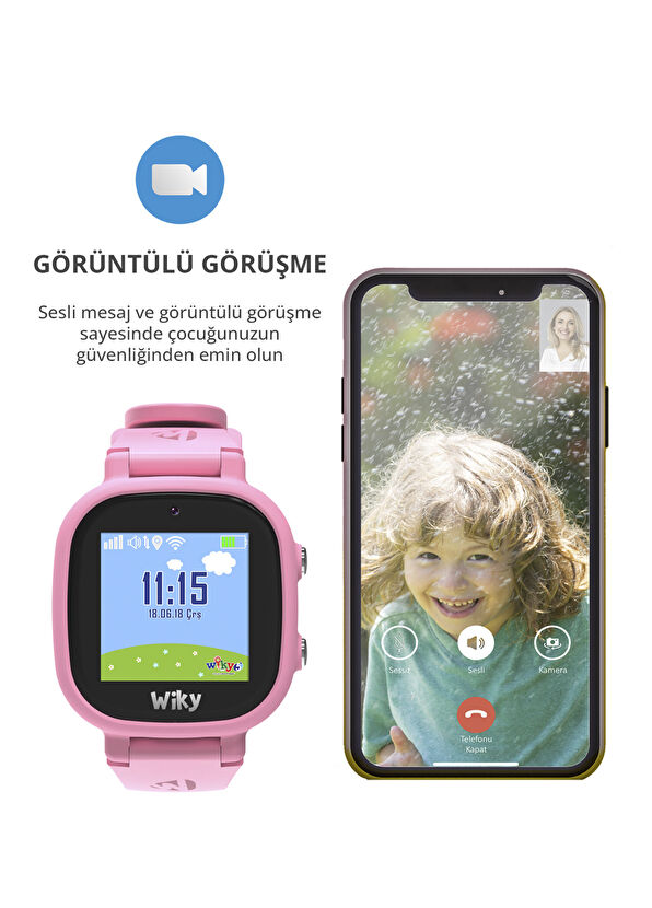 Wiky Watch Pembe 5E eSim'li Görüntülü ve Sesli Arama Akıllı Çocuk Saati  - 4