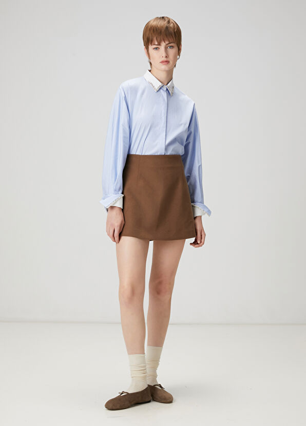 Beymen Club Blue Striped Embroidered Detailed Shirt - 2