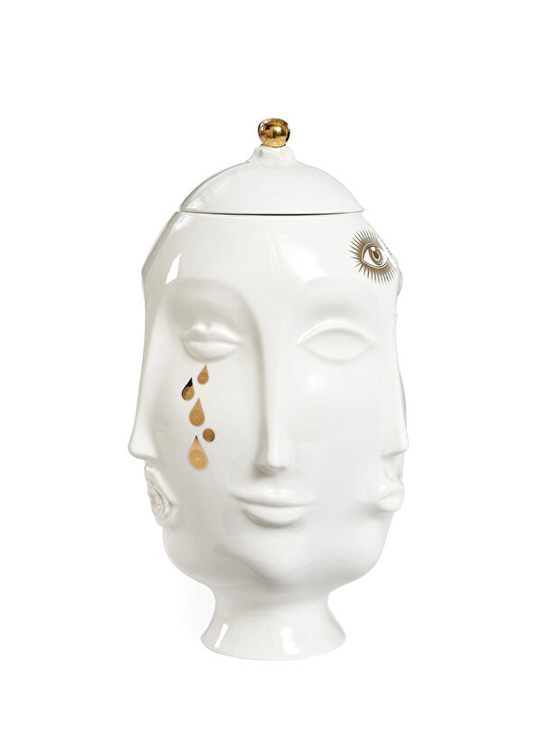 Jonathan Adler Gilded Muse Frida Beyaz Porselen Vazo - 1