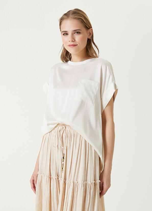 Beymen Club Ecru Silk T-shirt - 1