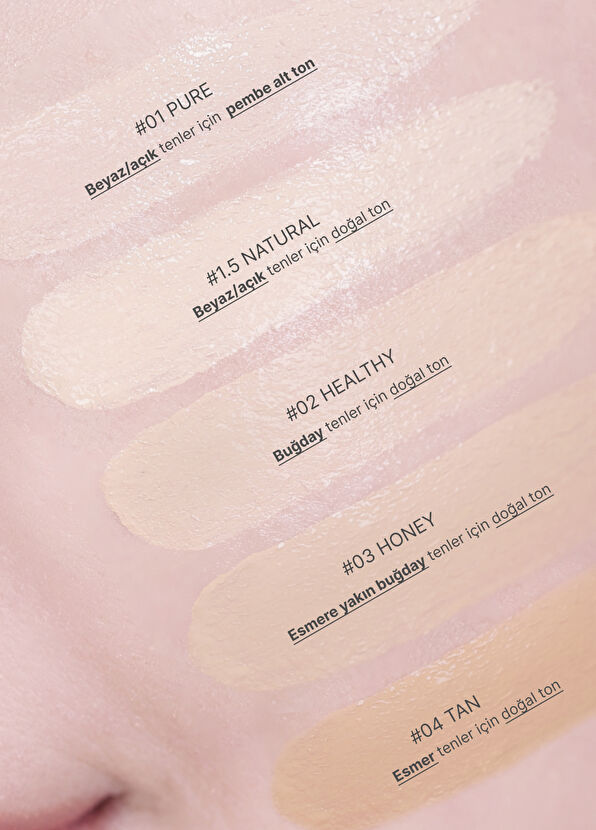 Amuse Dew Power 04 Tan Vegan Cushion SPF 50+ Centella ve Peptitli Gün Boyu Kalıcı Orta Parlak Bitişli Fondöten 15 gr - 2