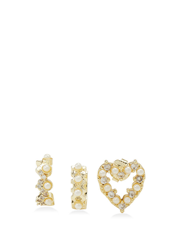Beymen Club Women's Earrings With White Pearl Stones - 3