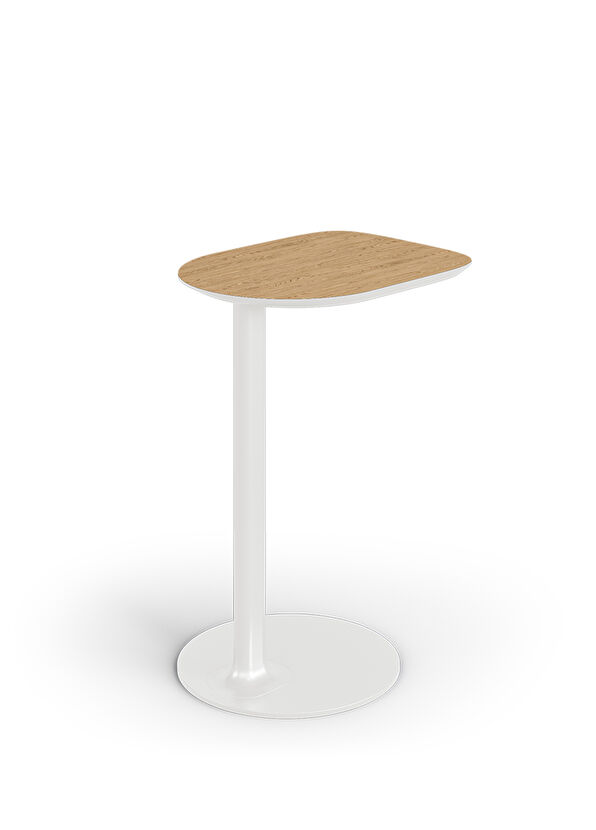 Borbo Como Natural Wood Veneer Side Table with White Metal Legs - 2