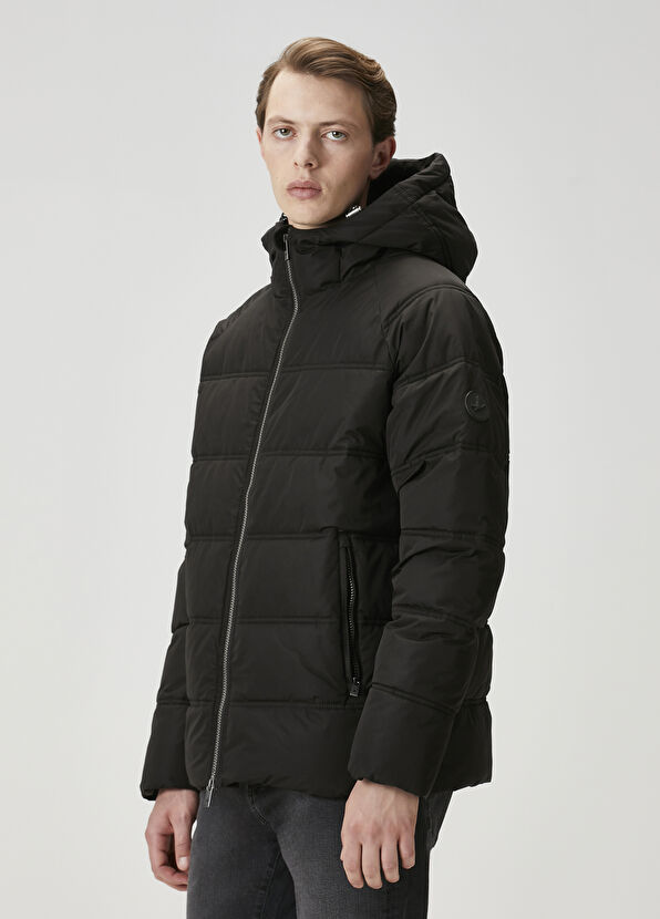 Beymen Club Siyah Kapüşonlu Puff Mont - 4