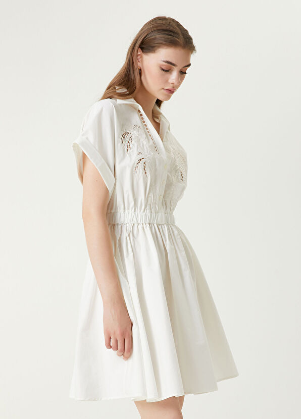 Beymen Club Beyaz Beli Büzgülü Mini Elbise - 3