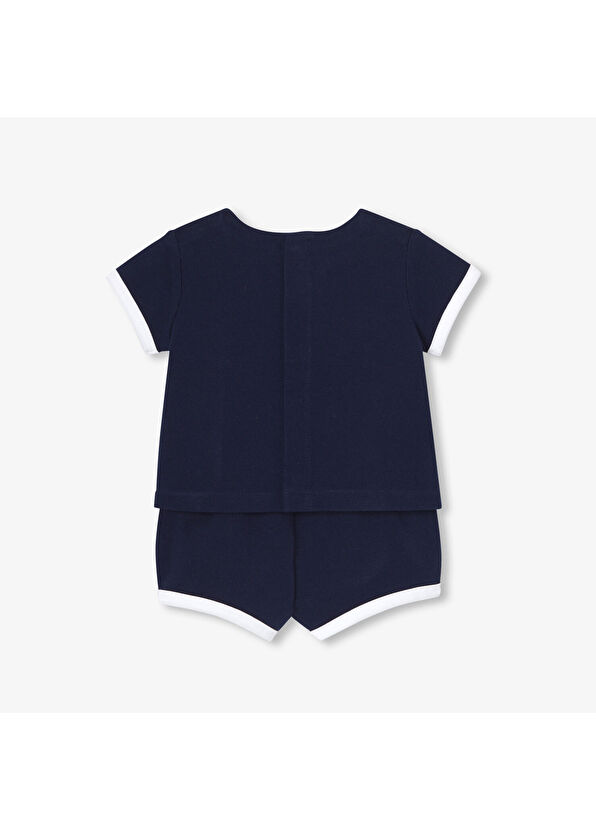 Jacadi Paris Lacivert Pamuklu Pike Şortlu Erkek Bebek İkili Set - 2