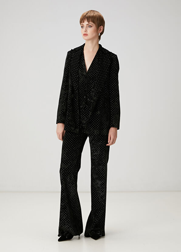 Beymen Club Black Embellished Velvet Evening Vest - 3