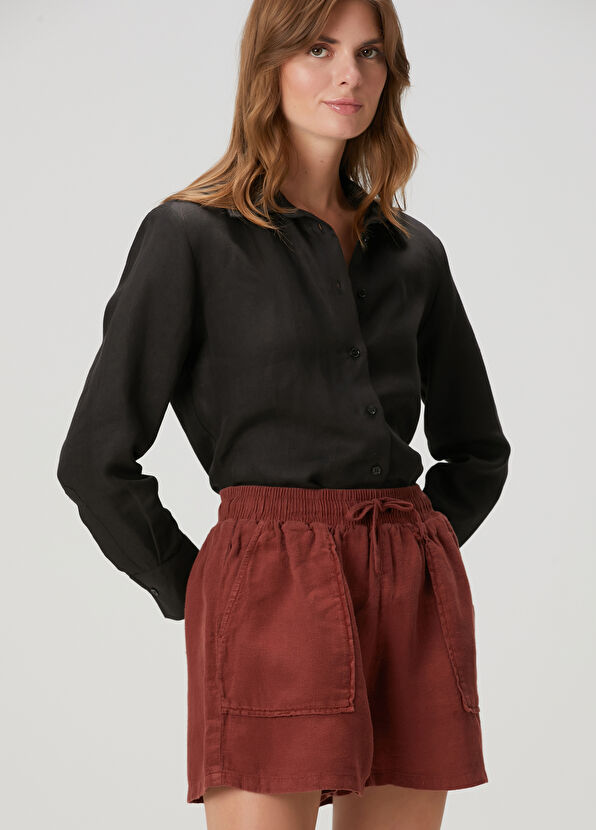 Beymen Club Bordo Keten Şort - 2