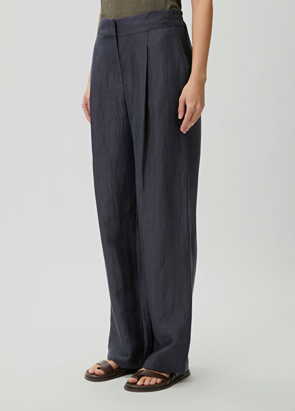 Beymen Club Lacivert Parlak Keten Pantolon - 2