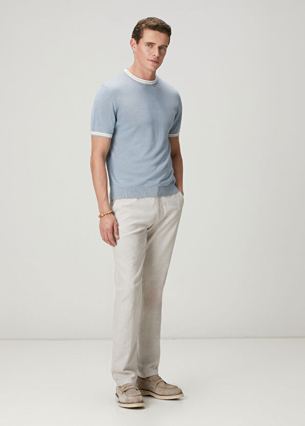 Beymen Club Mavi Kısa Kollu Keten Karışımlı Kazak - 2