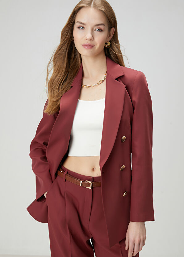 Beymen Club Bordo Kruvaze Blazer - 1