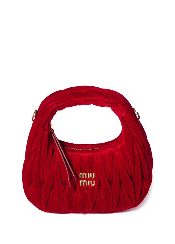 Miu Miu Wander Matelassé Kırmızı Kadife Kadın Mini El Çantası - 1