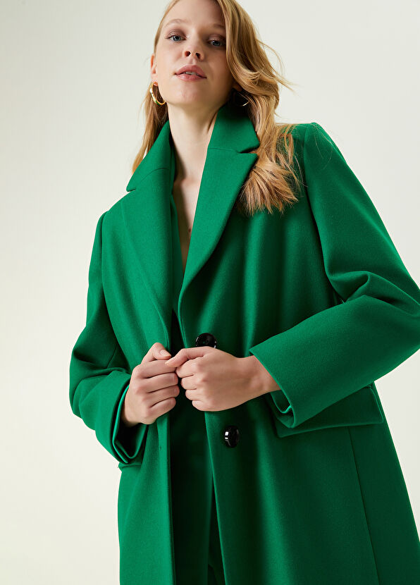 Beymen Club Yeşil Kelebek Yaka Kaşe Yün Palto - 2