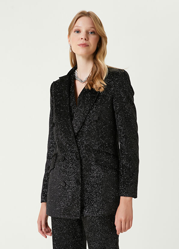 Beymen Club Black Glitter Double-Breasted Evening Jacket - 4