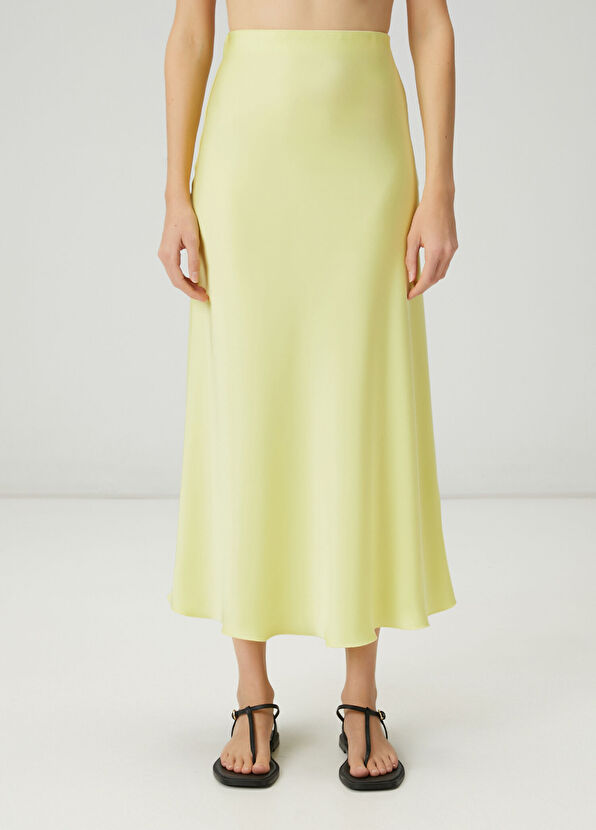 Beymen Club Neon Sarı Maksi Evaze Saten Etek - 2