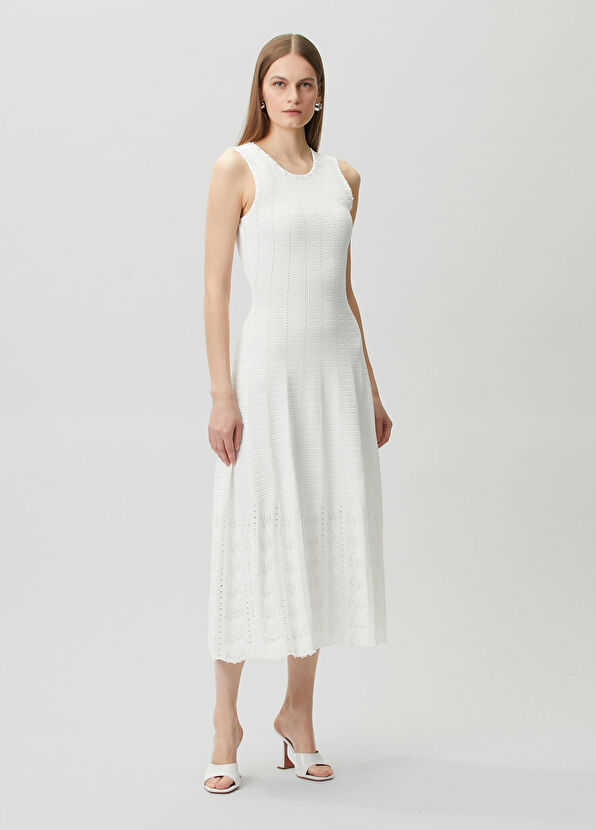 Join Us White Midi Knit Dress - 2