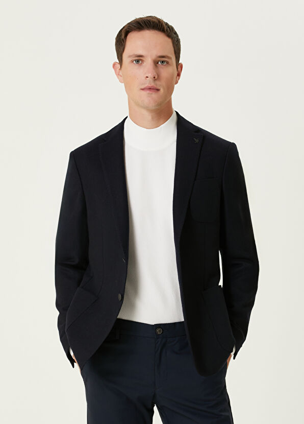 Beymen Club Koyu Lacivert Yün Kaşe Blazer - 1
