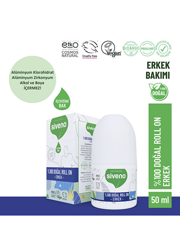 Siveno Natural Whitening Deodorant Herbal Vegan Men's Roll On 50 ml - 2