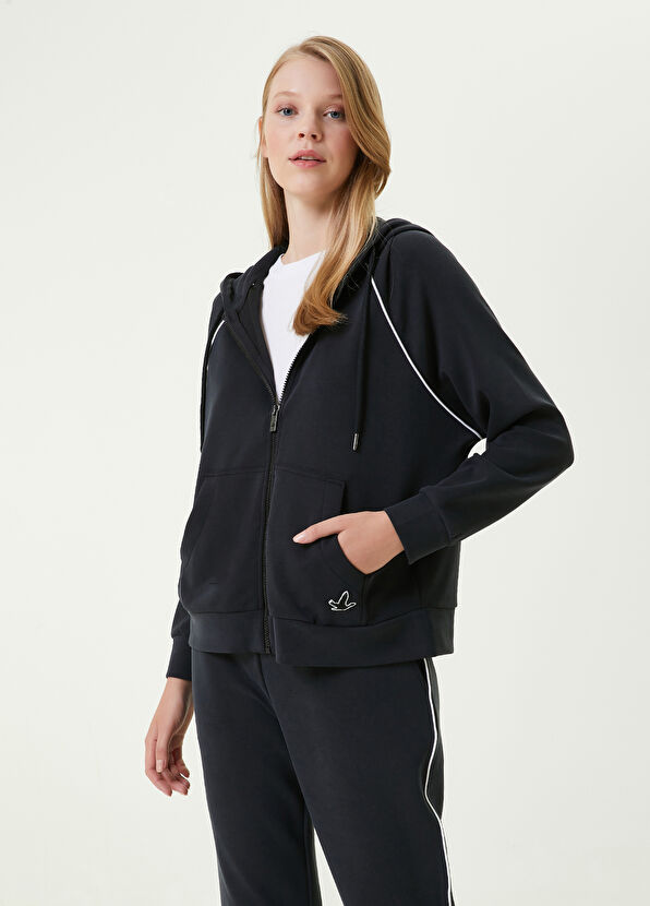 Beymen Club Siyah Kapüşonlu Kontrast Biyeli Sweatshirt - 1