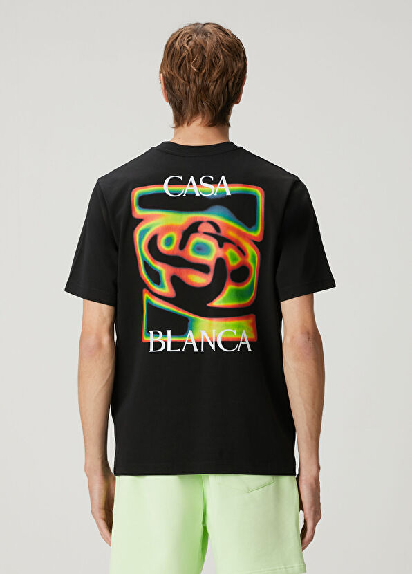 Casablanca Siyah Organik Pamuk T-shirt - 1