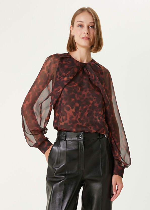 Beymen Collection Kahverengi Burgu Detaylı Bluz - 1