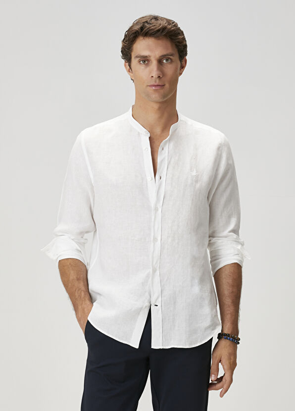 Beymen Club Comfort Fit White Linen Shirt - 2