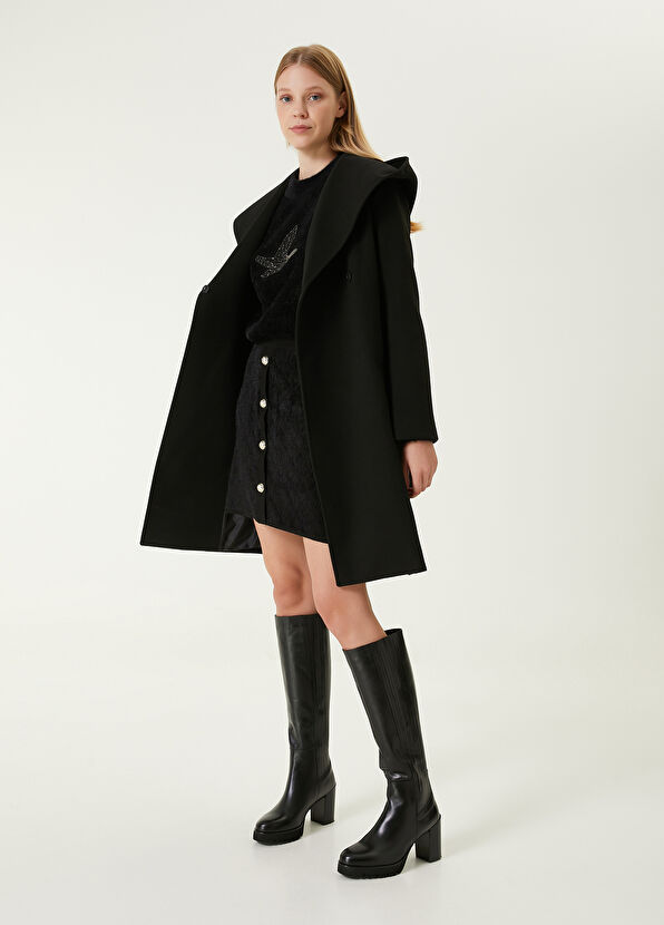 Beymen Club Siyah Kapüşonlu Palto - 2