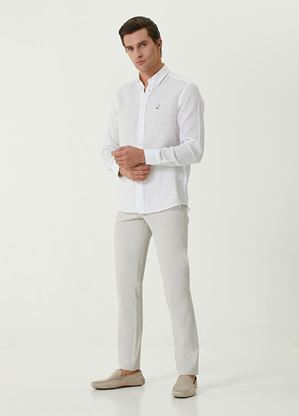 Beymen Club Comfort Fit Beyaz Keten Gömlek - 2