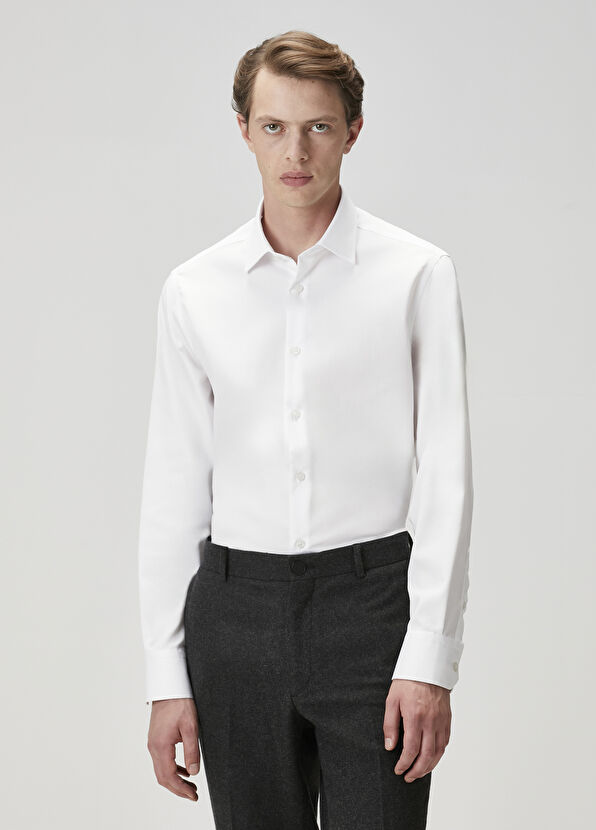 Beymen Club Comfort Fit Beyaz Armürlü Non-iron Gömlek - 2