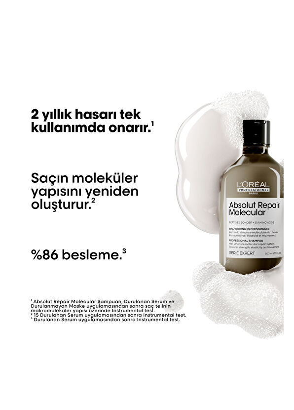 Loreal Professionnel Serie Expert Absolut Repair Molecular Tüm Yıpranmış Saçlar İçin Arındırıcı Şampuan 300 ml - 2