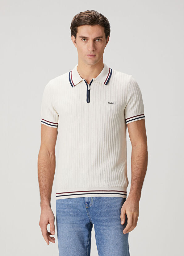 Beymen Club Off-White Short Sleeve Polo Sweater - 1
