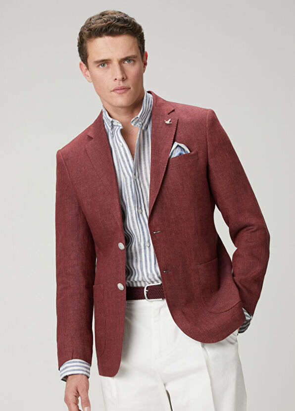 Beymen Club Comfort Fit Navy Blue White Striped Linen Shirt - 2