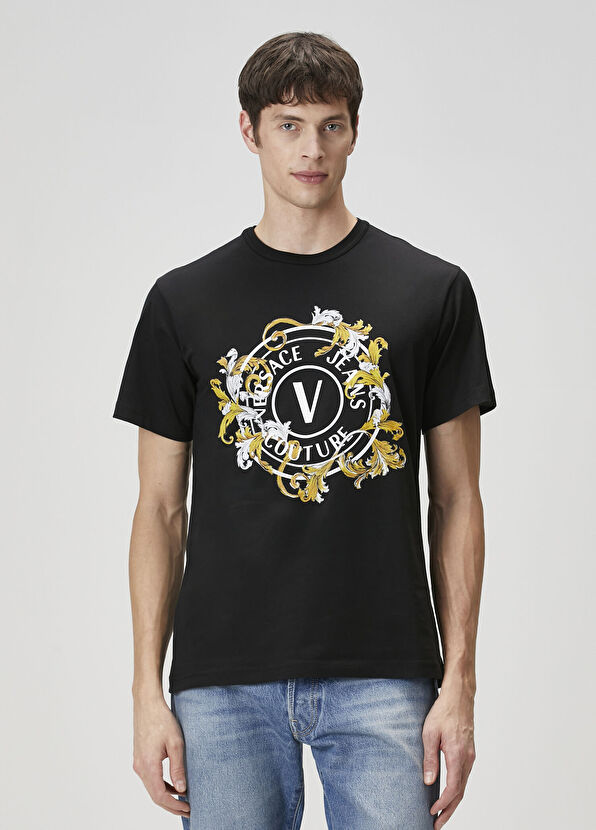 Versace Jeans Couture Siyah Logo Baskılı T-shirt - 1