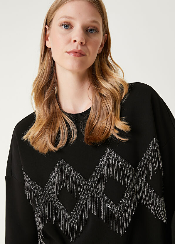Beymen Club Black Chain Detailed Sweatshirt - 2