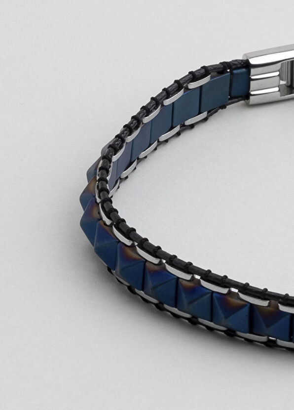 So Chic Hematit Taşlı Lacivert Çelik Erkek Bileklik - 3