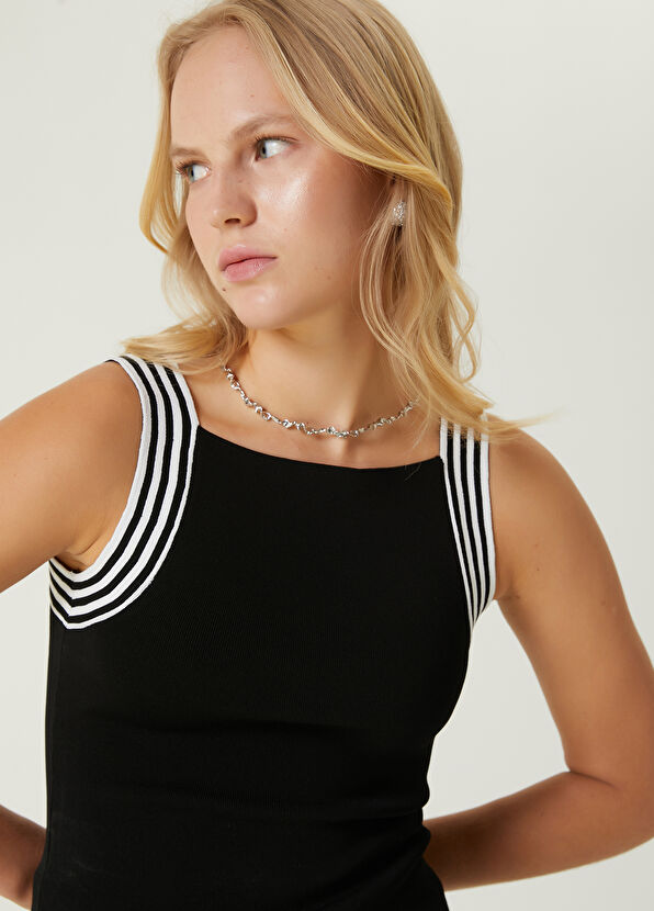 Beymen Club Siyah Beyaz Çizgi Detaylı Atlet - 2