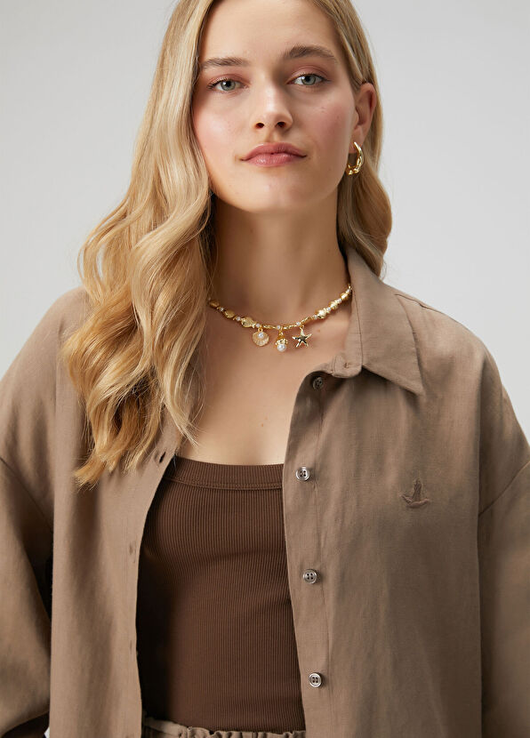 Beymen Club Oversize Mink Logo Linen Shirt - 2