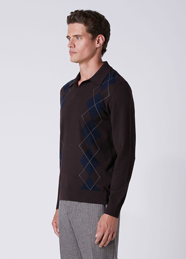 Beymen Club Brown Diamond Patterned Sweater - 4